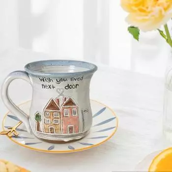 Керамическая кружка для кофе, новинка, чашка для чая, молока, сока, капучино, латте, какао, кружка для питья горячих напитков, кружка «Надеюсь, ты живешь по соседству», забавный узор в виде домика белый