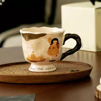 Керамическая кружка для кофе с уникальным узором, подарок на день рождения, ручная работа, удобная ручка с большой ручкой, завтрак