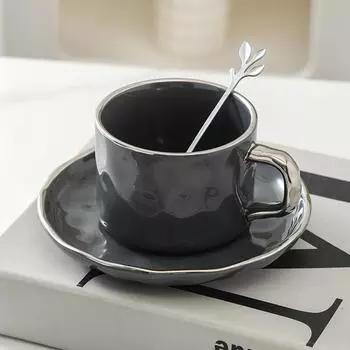 Керамическая кружка для кофе в европейском стиле класса люкс с набором блюдца и ложки, чашки для послеобеденного десерта, чайные чашки, кружки для воды, посуда для напитков белый