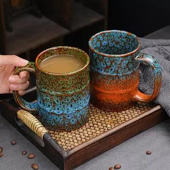 Керамическая кружка для кофе Yousheng, большая чашка для чая в офисе, дома, посудомоечной машине, микроволновой печи, 20 унций, кружка для кофе, чая, латте 600ML циан