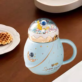 Керамическая кружка для напитков с астронавтами, космический дизайн, чашка для друзей и пар светло-синий