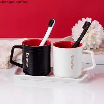 Керамическая кружка для пар Набор для полоскания рта Подставка для зубных щеток Чашка для зубных щеток Набор для мытья посуды Туалетные принадлежности Стаканы для ванной Чашки для ванной