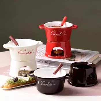 Керамическая кружка для шоколада в скандинавском стиле, котел для огня, плавильная кружка для сыра, сахара, десертная чаша, кухонные принадлежности для питья 300ML красный