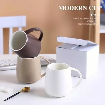 Керамическая кружка для воды, креативная кружка с ручкой, простая офисная кружка для воды для пар, большая емкость, кружка для конференций about 380ml