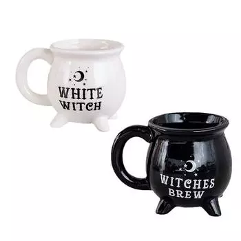Керамическая кружка для заваривания ведьм, кофейная чашка, многоразовая настольная чашка для супа ведьм белый