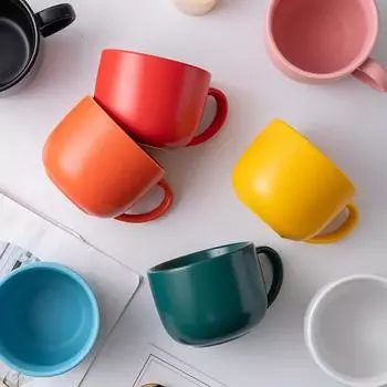 Керамическая кружка для завтрака большой емкости в скандинавском стиле, креативная кружка, кружка для овсянки, домашняя микроволновая печь, миска для молочных хлопьев, посуда для напитков 420ml чёрный