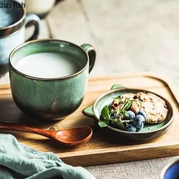 Керамическая кружка Kiln Changes с крышкой, креативная кружка для завтрака, кофейная кружка, чашка для молока, чая, послеобеденного чая, сока, стакан для напитков, стакан для воды 450ml