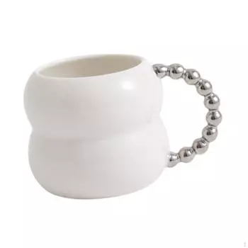 Керамическая кружка, кофейная чашка, милая, с ручкой из бисера, посуда для питья, молочный чай на ужин ко Дню матери белый