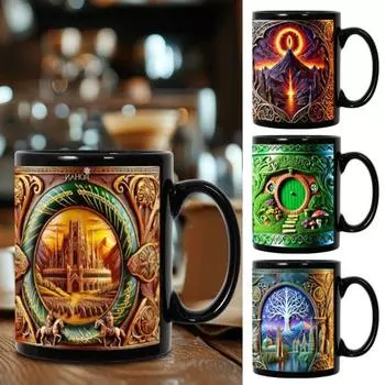 Керамическая кружка-кружка, расписанная вручную, кружка для кофе с 3D-эффектом, узорчатая пивная кружка, которую можно мыть в микроволновой печи, подарки для поклонников B