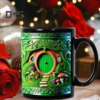 Керамическая кружка-кружка, расписанная вручную, кружка для кофе с 3D-эффектом, узорчатая пивная кружка, которую можно мыть в микроволновой печи, подарки для поклонников A