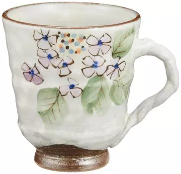 Керамическая кружка Kutani Ware Ikuyama Kiln, чашка 8 x 9 см. Takako Higashi. Сезонные цветы. Летняя гортензия. Сделано в Японии. 32K24S5B. Прибл.