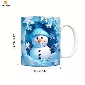Керамическая кружка Leeseph с рождественской тематикой и очаровательным дизайном снеговика, идеально подходит для горячего какао, кофе, идеально подходит для праздничного подарка 350ml