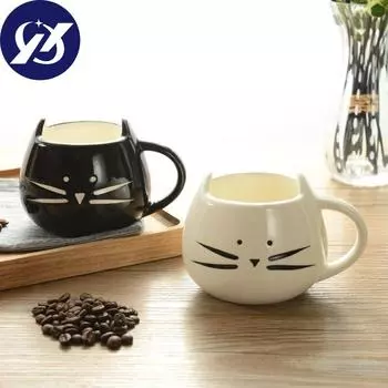 Керамическая кружка Lovely Cat Wte/черный кофе с молоком, 420 мл, чашка для пар, праздничный подарок FRE белый