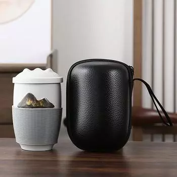 Керамическая кружка простая с крышкой фильтрованная чашка для воды офисная заварочная чашка переносная дорожная чашка для чая White(320ML)