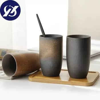 Керамическая кружка ручной работы в стиле ретро для пары, кружка для кофе, сока, воды, грубая керамика, чашка для завтрака, молока, офисная чашка, посуда для напитков