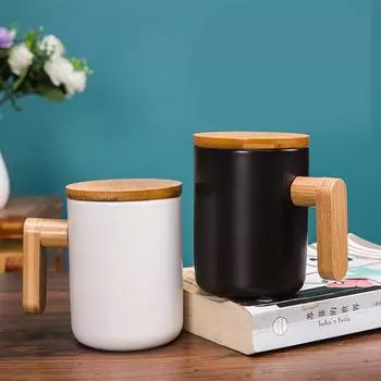 Керамическая кружка с деревянной ручкой, оригинальные кружки, кофейные чашки, красивые чайные кружки для рыбалки, кружка с крышкой, термокружка для рождественского пива в стиле аниме