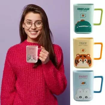 Керамическая кружка с изображением кота, кофейная кружка, квадратная художественная чашка, 420 мл, большая емкость, мультяшная чайная кружка, модная посуда для напитков, подарок для мужчин и женщин зелёный