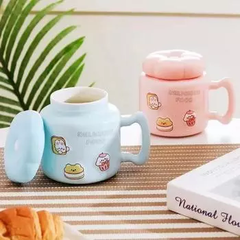 Керамическая кружка с крышкой Кофейные чашки большой емкости Кофейные чашки Чайные принадлежности Офисные, домашние, общежития Стаканы для воды Подарочная посуда 500ml