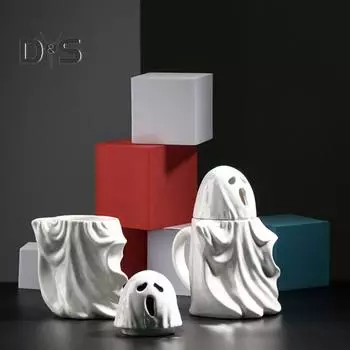 Керамическая кружка с привидением на Хэллоуин, белая чашка с привидением, многоцелевая настольная декоративная кружка в форме привидения для праздничных подарков, домашнего офиса A