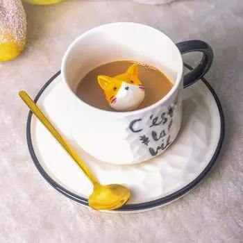 Керамическая кружка с рельефом в виде кошки и подносом, 3D-фигурка в виде кошачьего когтя, фарфоровая чашка, ручка для кофе и чая с молоком, необычные подарки 200ml