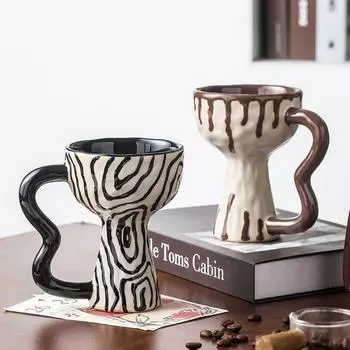 Керамическая кружка с ручкой, подходит для кофе, чая, какао, молока, разноцветная 201-300ml чёрный