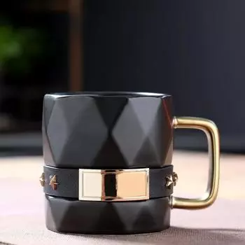 Керамическая кружка в скандинавском стиле Ins, кофейная чашка, чашка для завтрака с овсянкой, подарок на День святого Валентина, парные чашки для воды 300ml чёрный