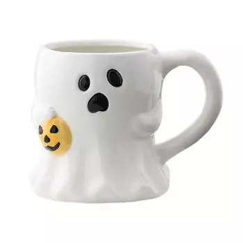 Керамическая кружка Yousheng на Хэллоуин, милая чашка с привидением и тыквой, многоразовая жуткая кофейная кружка с крышкой, уникальные подарки для вечеринки на Хэллоуин B
