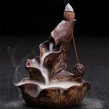 Керамическая курильница с обратным потоком лотоса, дымовой водопад, держатель для палочки, буддийская ароматическая курильница, домашний декор