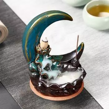 Керамическая курильница с обратным потоком «Спокойствие», аксессуары в комплекте, креативная курильница для релаксации