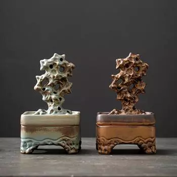 Керамическая курильница в китайском стиле для дома, антикварная курильница для благовоний, курильница из сандалового дерева, агаровое дерево, дзен