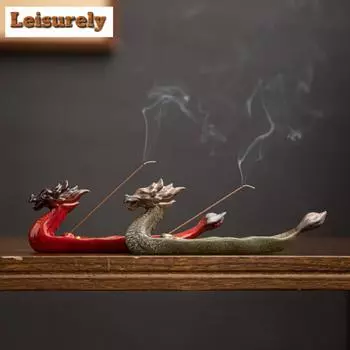 Керамическая курильница в стиле ретро Dargon Boat, креативная вставка, ароматерапевтическая печь, держатель для курильницы Zen, чайная утварь, украшения