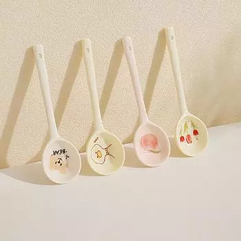 Керамическая ложка для супа, ложка для хлопьев, симпатичная бытовая посуда, расписная кофейная ложка