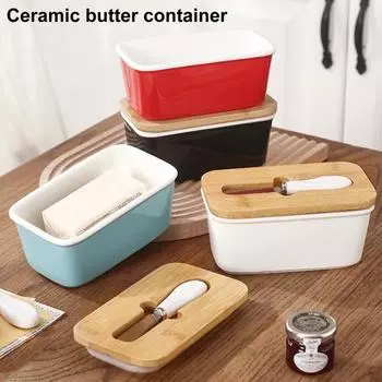 Керамическая масленка с резаком и крышкой, герметичный контейнер для хранения масла для сохранения свежести, многоцелевая форма для масла для выпечки белый