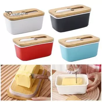 Керамическая масленка с резаком и крышкой, герметичный контейнер для хранения масла для сохранения свежести, многоцелевая форма для масла для выпечки белый