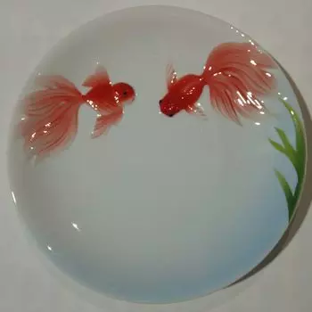 Керамическая мелкая тарелка в виде животного, столовая посуда, бытовая микроволновая печь, золотая рыбка, ресторан, димсам, фруктовый торт, стейк, еда, тарелка