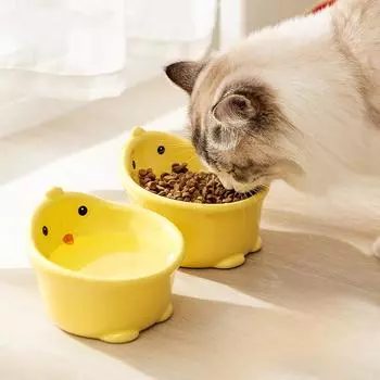 Керамическая миска для домашних животных из мультфильмов, миска для кошек, очень высокая миска для собак, миска для кошек и домашних животных, миска для риса, миска для собак, керамическая миска для животных, устойчивая к расстройству S11*5.5*8.5 cm