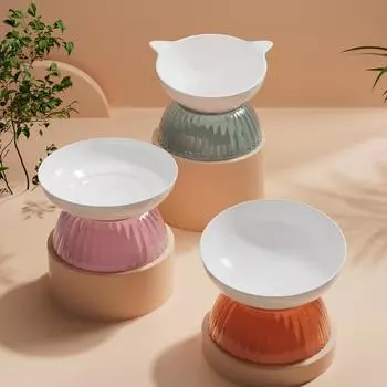 Керамическая миска для домашних животных с акриловой подставкой, наклоненная кормушка для кошек, кормушки для воды, маленькие собаки, которые едят питьевые принадлежности