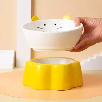 Керамическая миска для кошек, кормушки для домашних животных 2 в 1, кормушки для воды, приподнятые, для маленьких собак, наклонные, приподнятые, принадлежности для питья и еды