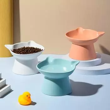 Керамическая миска для кошек, приподнятые кормушки для маленьких собак, кормушки для воды, приподнятые поилки для домашних животных, наклоненные на 15° принадлежности для кормления кошек