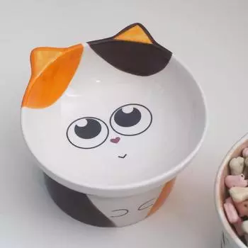 Керамическая миска для кошек с высокими ножками, миска для домашних животных, наклонная миска с защитой для шеи, декоративный керамический ящик для хранения, настольное хранилище