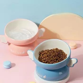 Керамическая миска для кошек с высокими ножками для предотвращения опрокидывания миски для корма для кошек, защита шейных позвонков, миска для собак, миска для еды и питьевой воды 12*12*10cm