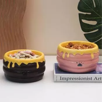 Керамическая миска для кошек/собак, миска для домашних животных, в форме горшка с медом, с высокой ножкой, с глубоким горлом, большой емкости, не проливается, керамическая миска для воды коричневый