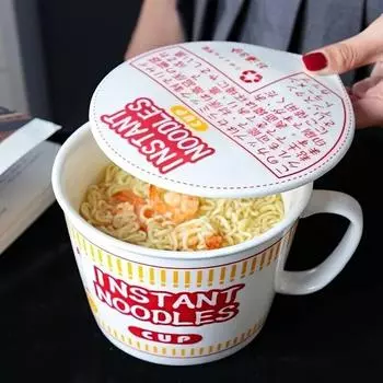 Керамическая миска для лапши быстрого приготовления большой емкости с бухтой 1000ml