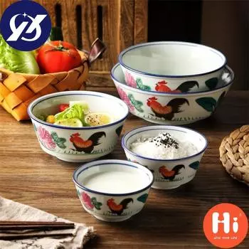 Керамическая миска для лапши, ресторанная, гостиничная, кухонная посуда, большой красный петух, миска для рисового супа, подарок A