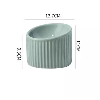 Керамическая миска для воды для кошек, полосатые кормушки для маленьких собак, приподнятые миски для питья и еды для домашних животных 200ml зелёный