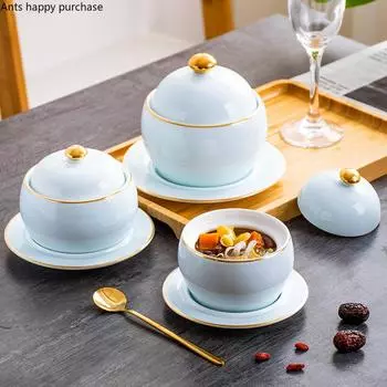 Керамическая миска, керамическая тарелка, десертная чашка с крышкой, миски для десерта в стиле Пномпеня, миска для супа с рагу «Птичье гнездо», сахарница, вода