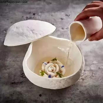 Керамическая миска с крышкой, десертная миска, белая обеденная тарелка, западная тарелка, гостиничная посуда, поднос для фруктов, салатницы, миски для закусок, блюдо