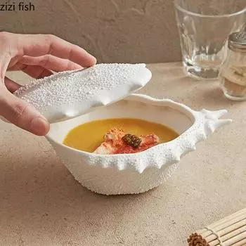 Керамическая миска с крышкой, креативная миска в форме краба для густого супа, миска для десерта, миски для закусок, салатники, специальная посуда для ресторанов
