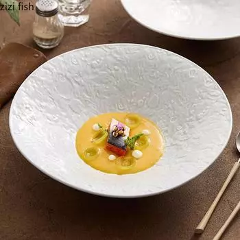 Керамическая миска с лунным рисунком, маленькая, на ножке, салатница, миска для спагетти, десертные миски, глубокие миски, креативная посуда для ресторана