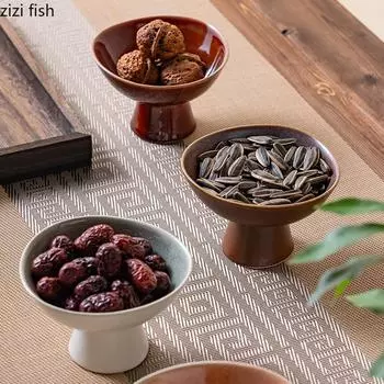 Керамическая миска с высокой ножкой, стаканчик для мороженого, десертная тарелка, миска для закусок, миски Sasebo, фруктовая тарелка, конфетница, блюдо для димсамов, тарелки для торта